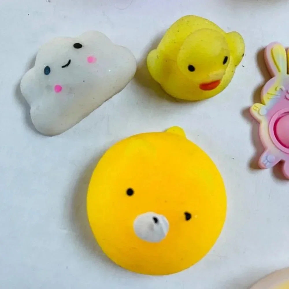 Assorted Rubber Kids Toy Bright Color Pink Yellow Chick Star Bunny Rabbit Moon